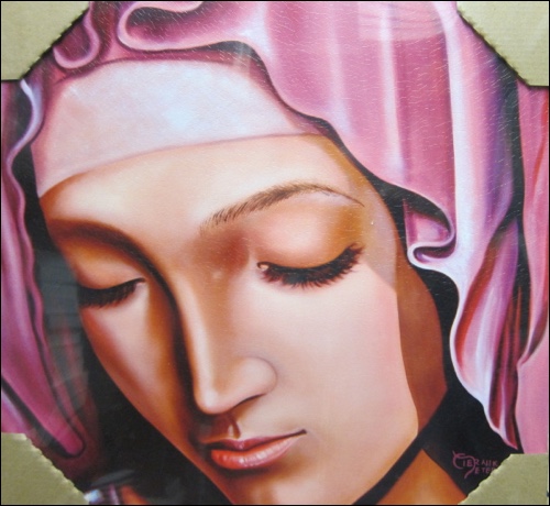 Obraz na dreve: Panna Mária Sedembolestná - tvár (40x40)