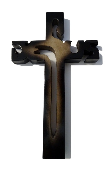 Kríž drev. JESUS (243) tmavý