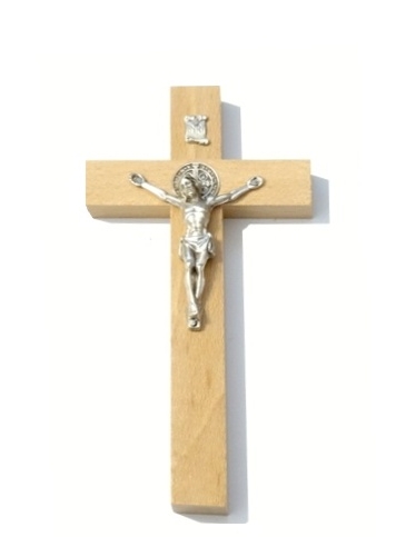 Kríž drev. s Bened. med. (KVZ002) 20 cm - prírodný