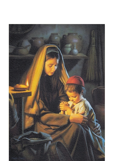 Obraz na dreve (ODZ057) - Panna Mária s dieťaťom pri modlitbe