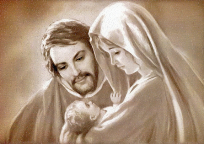 Obraz na dreve: Svätá rodina - akvarel (30x20)
