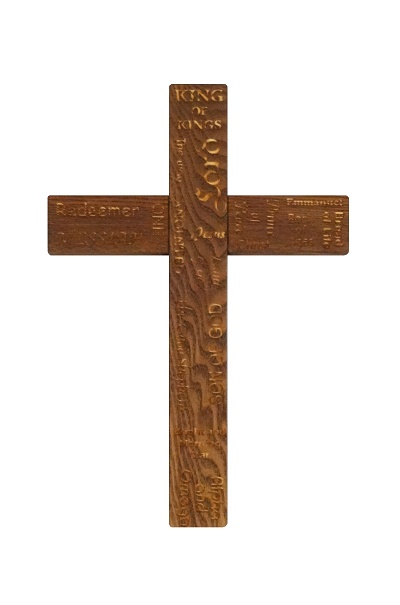 Kríž drev. s nápismi - hnedý