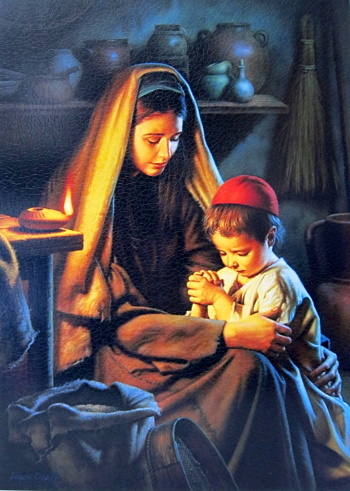 Obraz na dreve: Panna Mária s dieťaťom (40x30)
