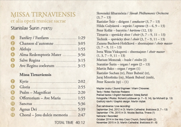 CD - Stanislav Šurin - Missa Tirnaviensis