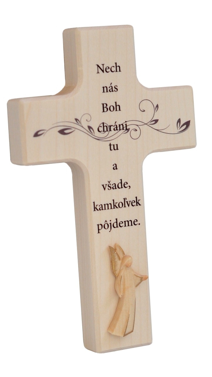 Kríž drev. s textom a anjelom (N482/K/SK)