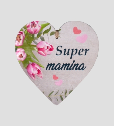 Drevené srdce: Super mamina (magnetka)