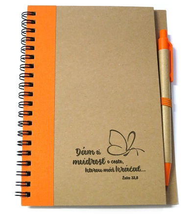 Zápisník s perom: Dám ti múdrosť...- oranžový