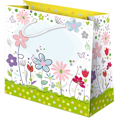 Darčeková taška (T-3L-A) - Kreslené kvety