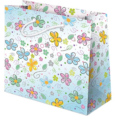 Darčeková taška (T-3L-D) - Kreslené kvety