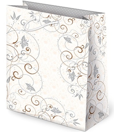 Darčeková taška (T-2L-A) - Ornamenty, biela